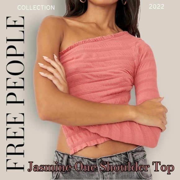 FREE PEOPLE Jasmine One Shoulder One Sleeved Asymmetrical Cotton Top NWT/LG - Picture 1 of 13